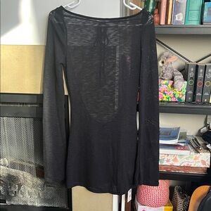 Musera Black Sheer Long Sleeve Mini Dress